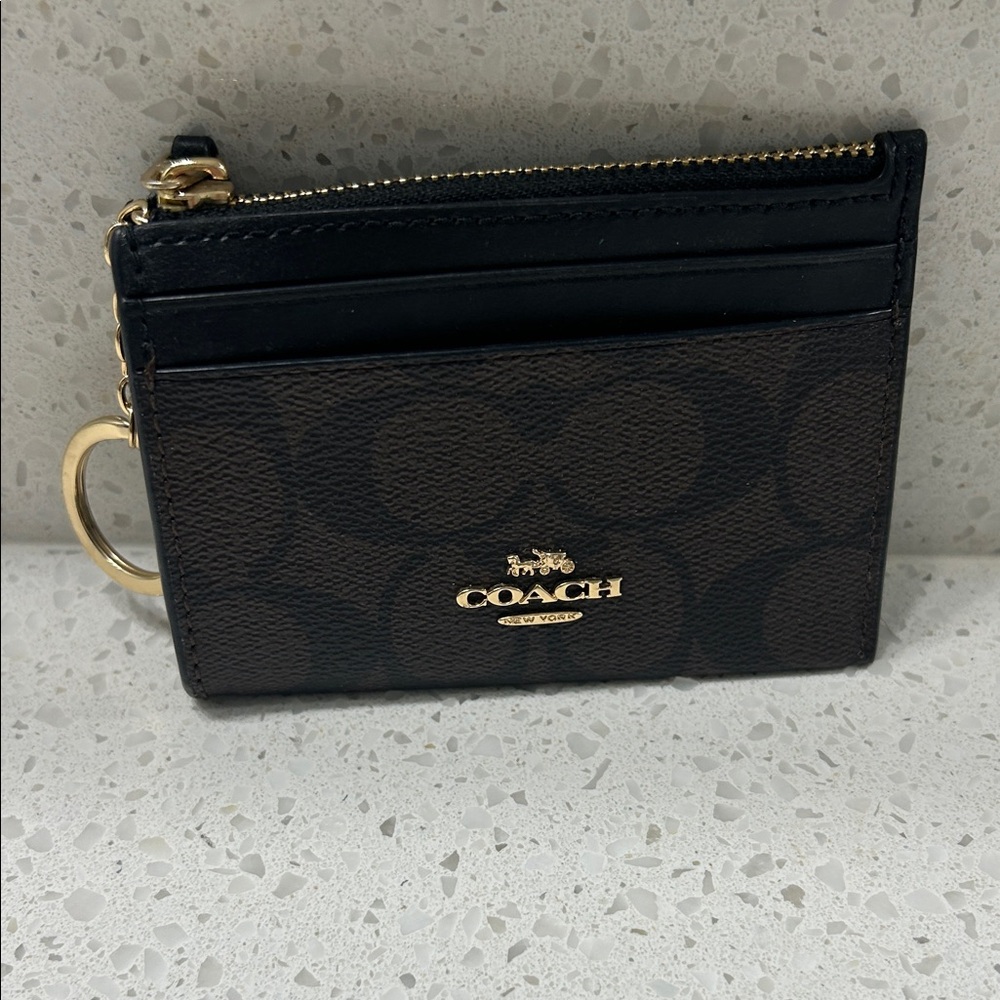Coach Black and Brown Key Card Holder